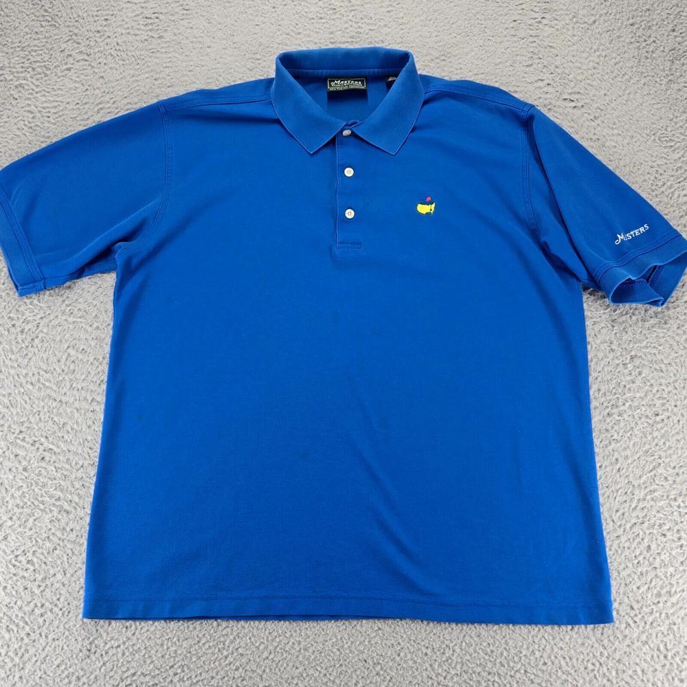 Masters Shirt Mens‎ Large Blue 60s Two Ply Mercerized Golf Polo Outdoor